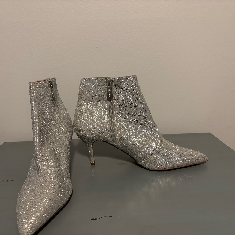 New Silver Glitter Ankle Boots by Charles David
